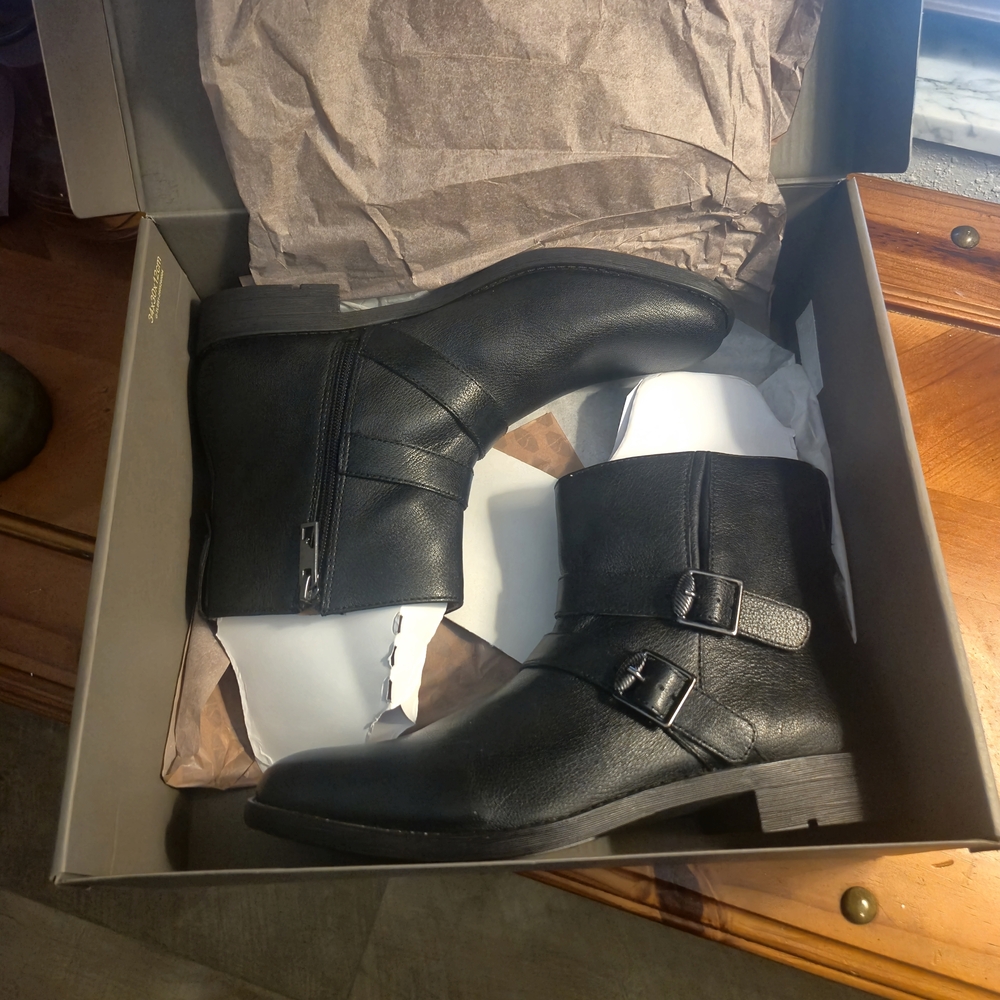 Franco Sarto Black Buckle Ankle Boots - Picture 8 of 9